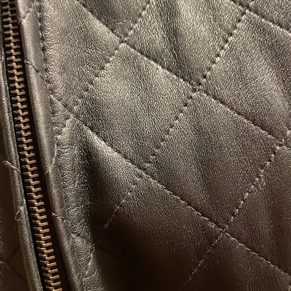 Coldwater Creek Black Quilted Leather Coat Size Medium - Picture 7 of 9
